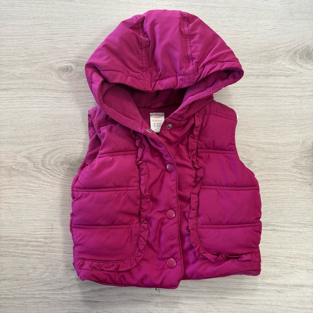 Pink Hooded Puffer Vest